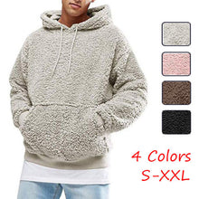Load image into Gallery viewer, Mens Hoodie Sherpa Fleece Sweatshirts Fuzzy Long Sleeve Fall Outwear Winter Hooded with Kangaroo Pockets