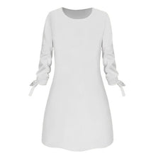 Load image into Gallery viewer, Dress Women платье Fashion Casual O-neck Solid Three Quarter Bow Elegant Straigth Dress Spring Loose Mini Dresses Free Ship Z4