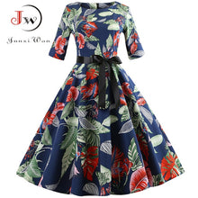 Load image into Gallery viewer, Women Elegant Christmas Dress Long Sleeve Print Vintage Belt Party Dress Snowflake White Autumn Winter Bodycon Dresses Vestidos