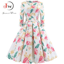 Load image into Gallery viewer, Women Elegant Christmas Dress Long Sleeve Print Vintage Belt Party Dress Snowflake White Autumn Winter Bodycon Dresses Vestidos